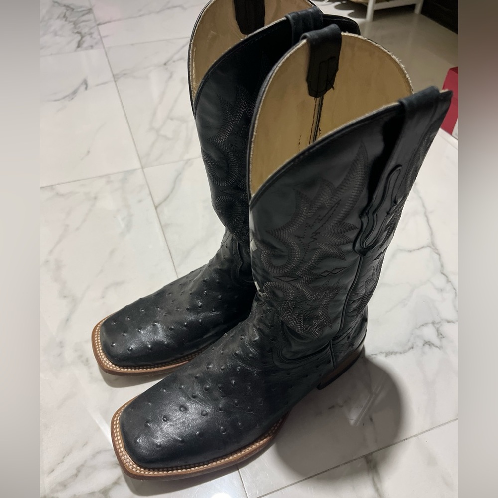 Black Ostrich Cowboy Boots
